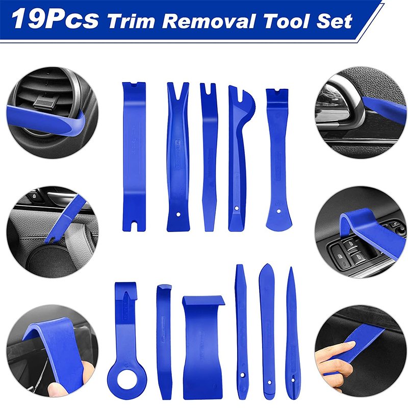 19-Pieces Upholstery Removal Tool Car Panel Door Audio Dashboard Trim Removal Tool Kit with Storage Bag