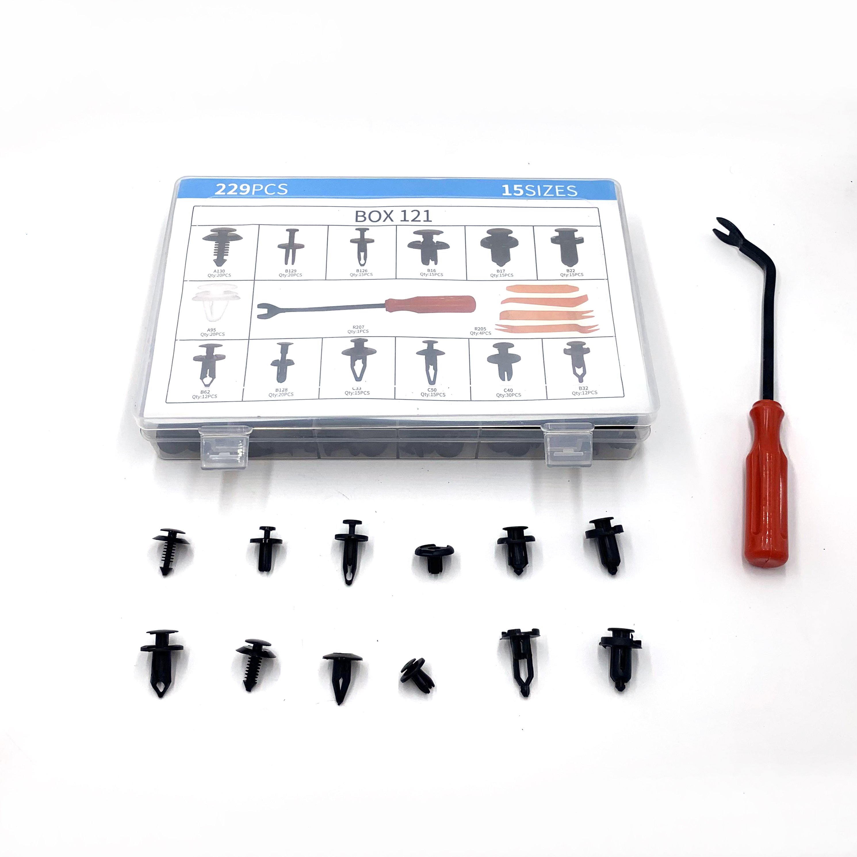 Mixed 229pcs Bumper Retainer Clips with Fastener Remover Car Plastic Rivets Fasteners Push Retainer Kit Door Trim Panel Clips