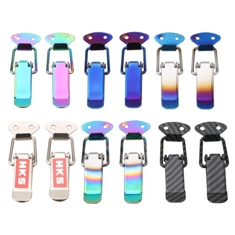 2 Pcs Car Hood Clip Hasp Car Bumper Security Hook Quick Release Fasteners Lock Clip Kit for Racing Auto Decoration