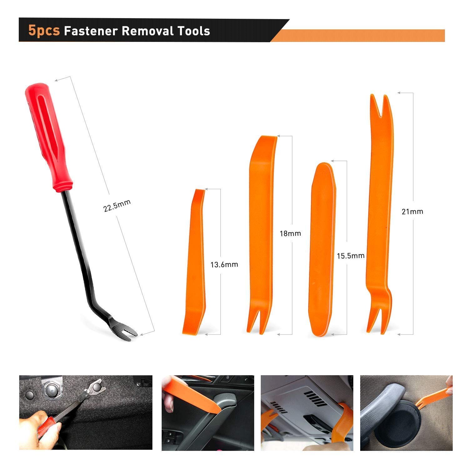 635Pcs Car Push Retainer Clips Auto Fasteners 16 Most Popular Sizes Nylon Bumper Fender Rivets with Cable Ties and Remover