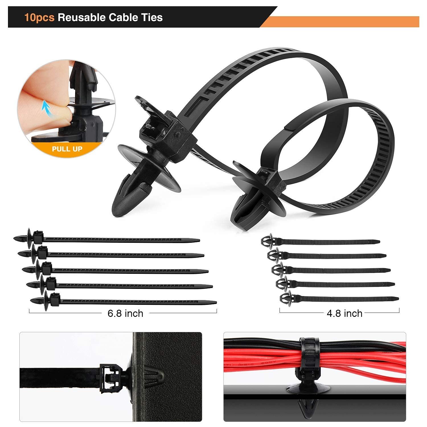 635Pcs Car Push Retainer Clips Auto Fasteners 16 Most Popular Sizes Nylon Bumper Fender Rivets with Cable Ties and Remover