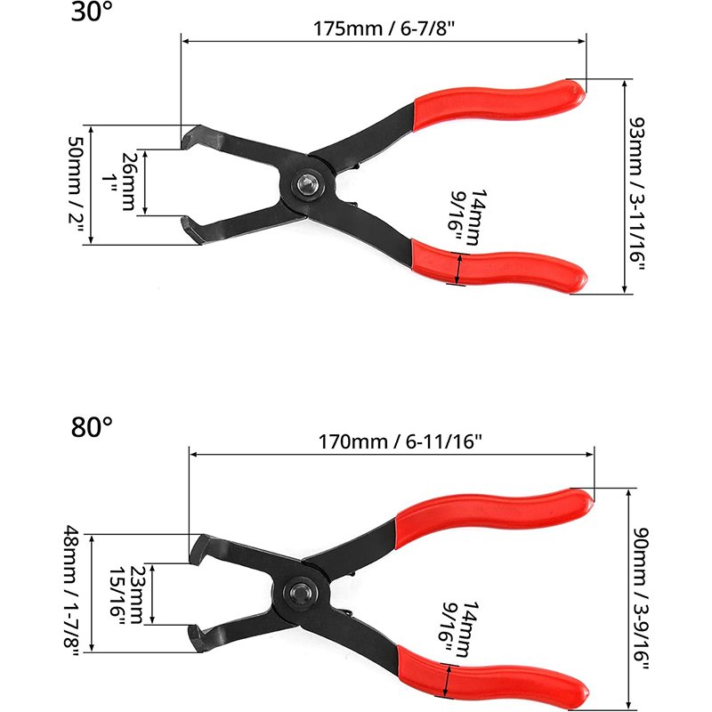 2-Pieces 30 and 80 Degree Angled Pliers Fastener Remover Tool Rivet Puller for Honda Toyota GM Ford Chrysler