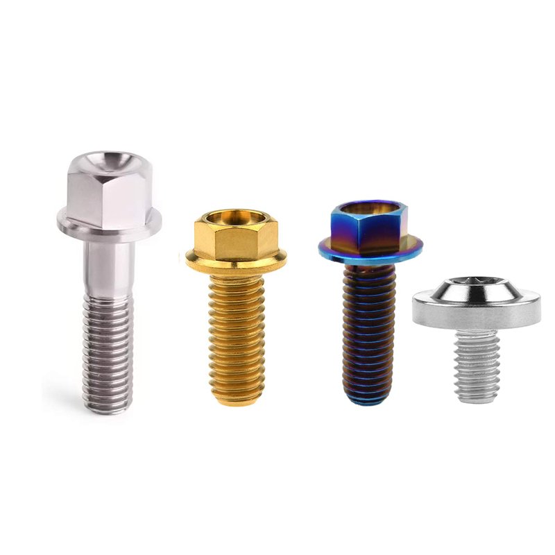 M3 M4 M5 M6 Titanium Gr5 Hex Flange Bolts and Nuts Gr5 3mm Titanium Screws for Motorcycle