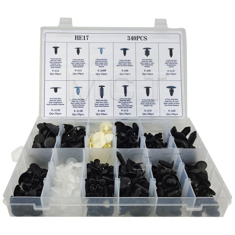 340PCS/set Universal Auto Rivet Clips Plastic Fastener Rivets Clips Set Body Clips Assortment HE17
