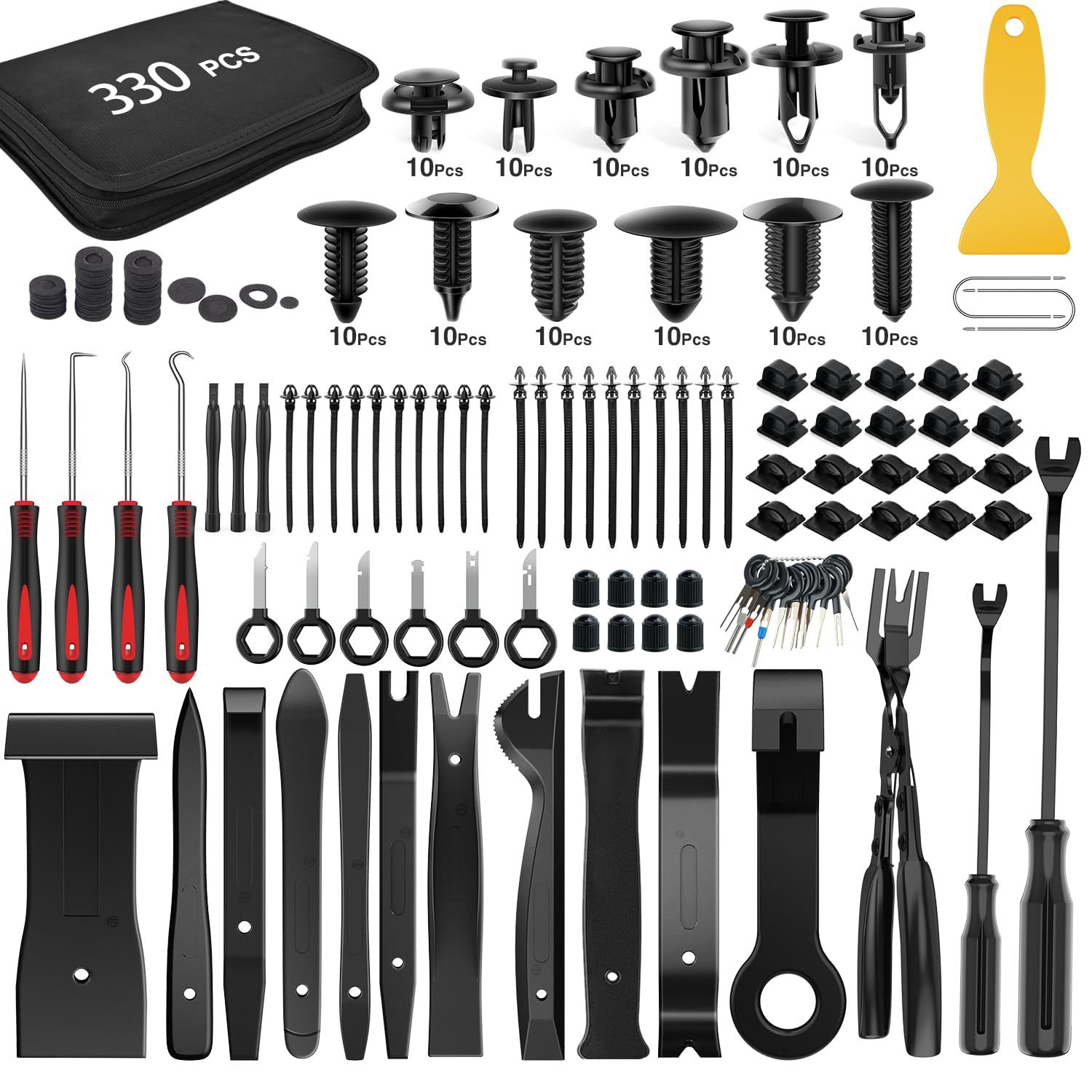 Car Auto Parts Trim Removal Tool Auto Push Pin Bumper Retainer Clip Set Fastener Terminal Remover Tool Adhesive Cable Clips Kit