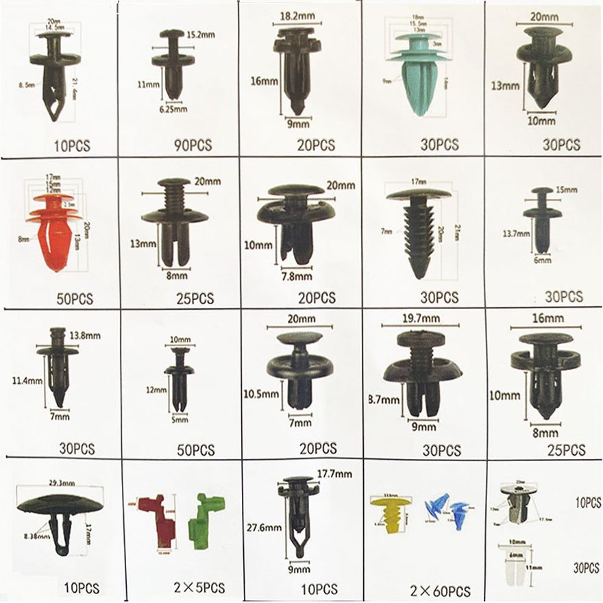 725PCS 23 Kinds Hot Sell Car Plastic Fastener Clips Set Mixed Auto Body Push Retainer Pin Rivet Bumper Door Trim
