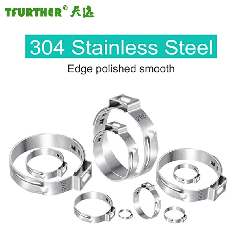 304 Stainless Steel Single Ear Hose Clips Crimp RingsTubing Pipe Fitting Connections Metal Clamps Fasteners Automotive Clamp