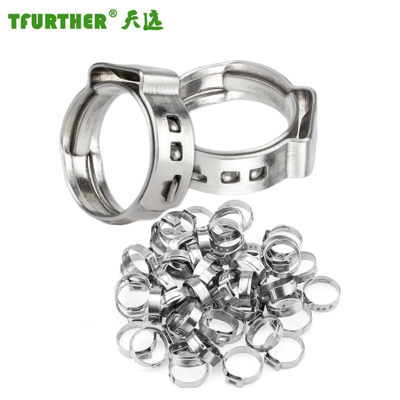 304 Stainless Steel Single Ear Hose Clips Crimp RingsTubing Pipe Fitting Connections Metal Clamps Fasteners Automotive Clamp