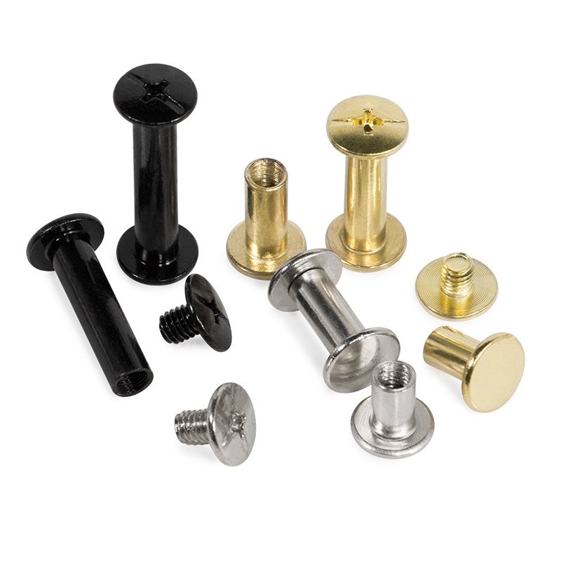 Factory Fastener M5 Stainless Steel Chicago Screws Nut Nickel / Brass Plated Binding Leather Screw Nail Rivet for Photo Album