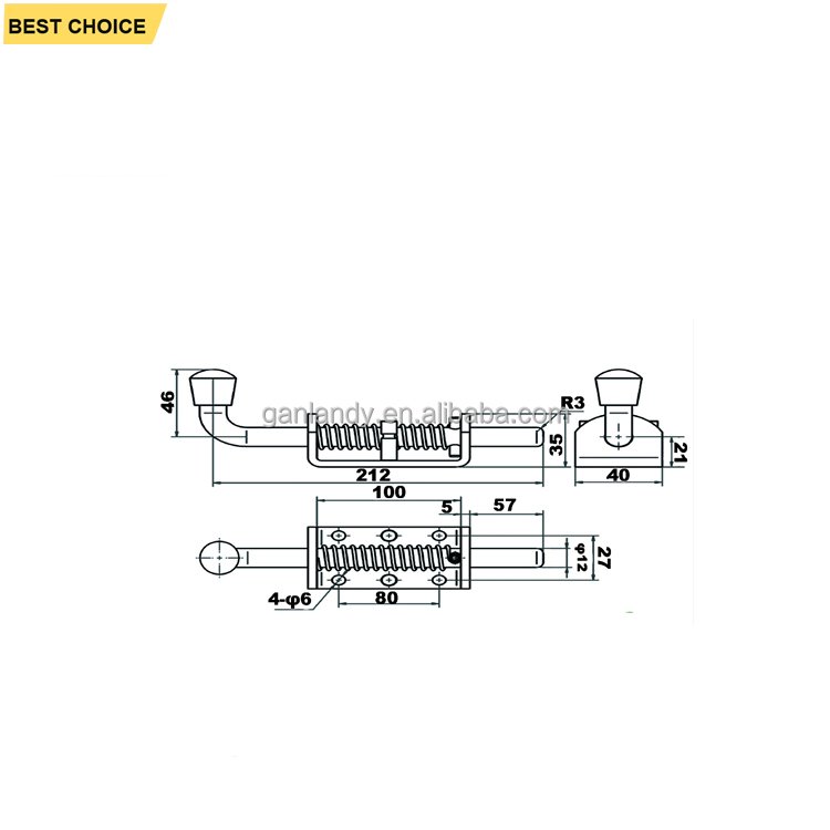 GL-14127 Silver Zinc Plated Trailer Latch Fence Gate Latch Lock Spring Loaded Latch Bolt