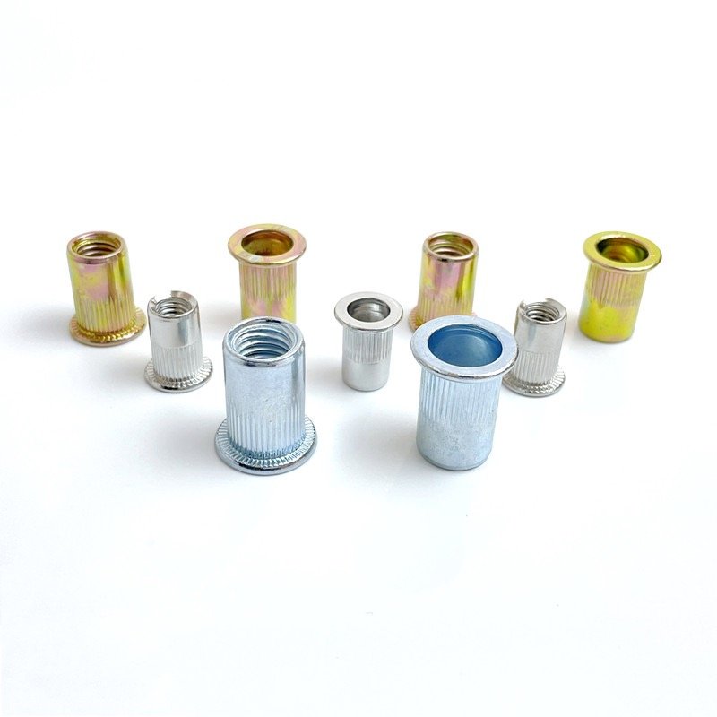 Silver Stainless Steel Zinc Plated Vertical Knurled Carbon Steel Flat Head Rivet Nut for Sheet Matel