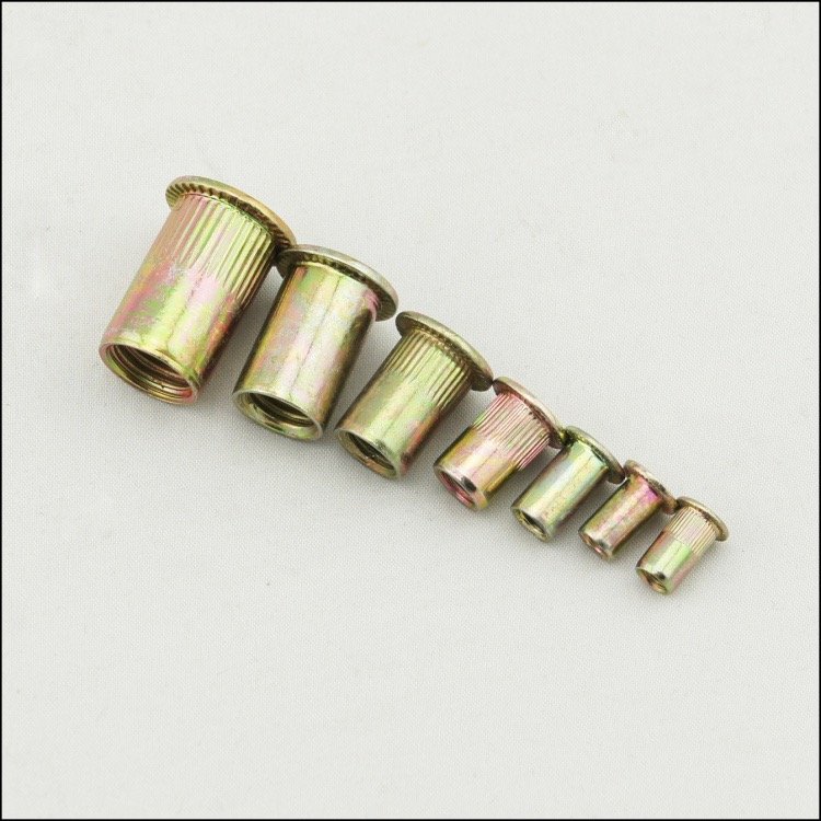 Silver Stainless Steel Zinc Plated Vertical Knurled Carbon Steel Flat Head Rivet Nut for Sheet Matel