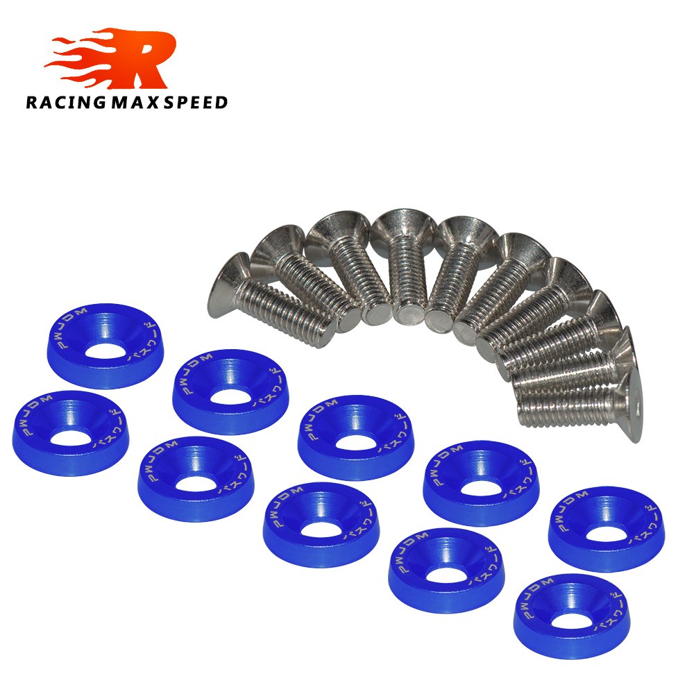 10pcs Fender Washer JDM Style fit Any 6mm Hole Bumpers Engine Dress Up License Plate Aluminum Washers With Bolts