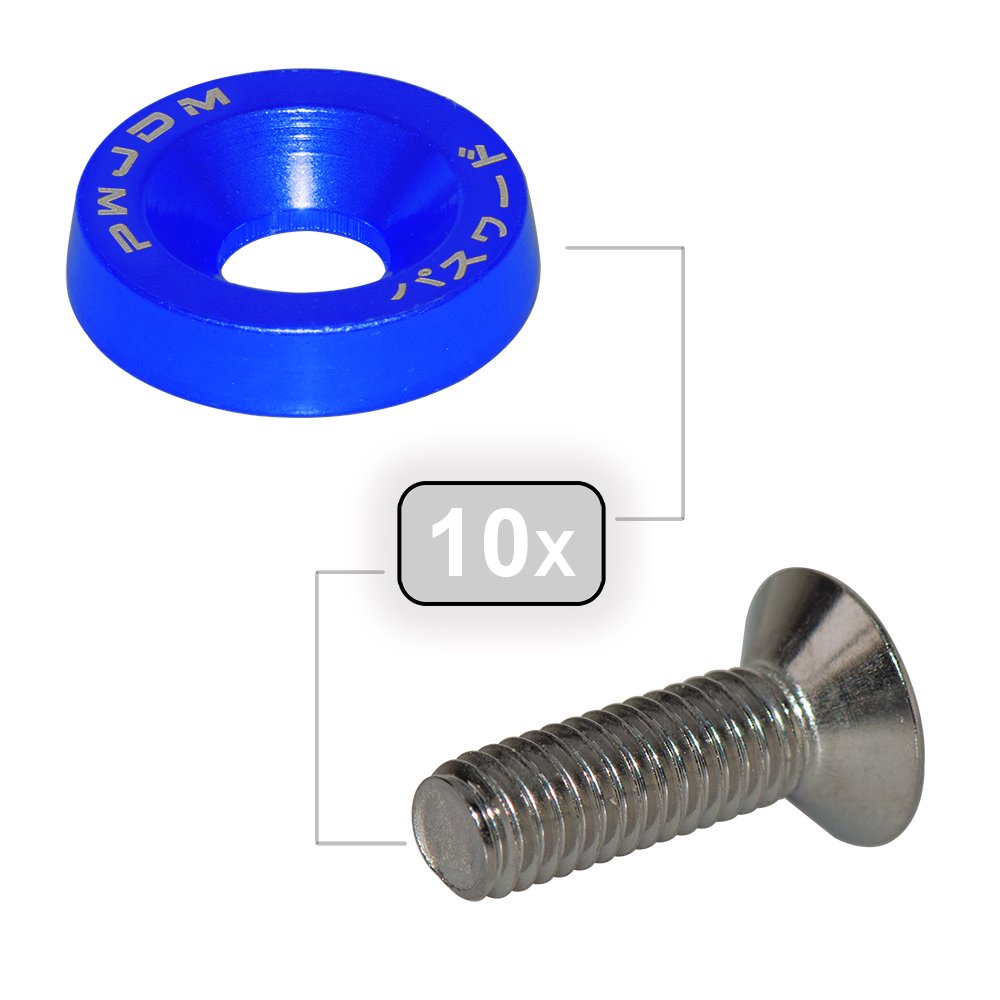 10pcs Fender Washer JDM Style fit Any 6mm Hole Bumpers Engine Dress Up License Plate Aluminum Washers With Bolts