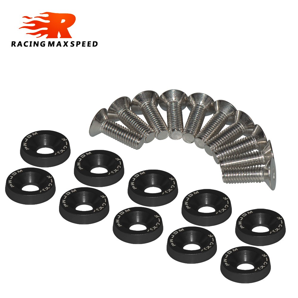 10pcs Fender Washer JDM Style fit Any 6mm Hole Bumpers Engine Dress Up License Plate Aluminum Washers With Bolts