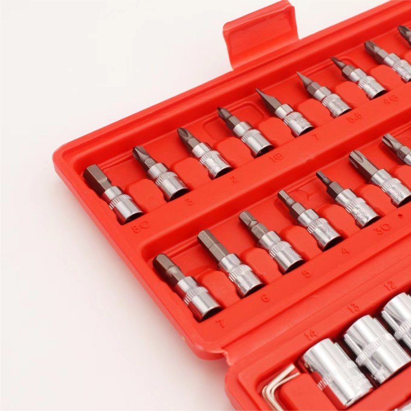 High Quality Auto Repair impact socket set Manual tool set 46 pcs 1/4" magnetic Wrench Socket Set