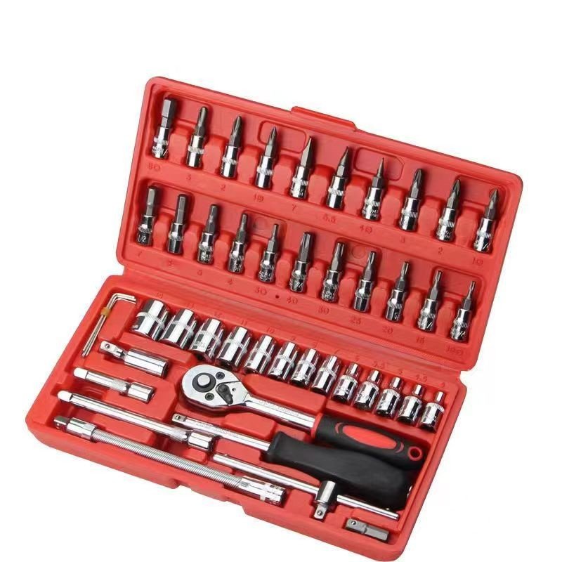 High Quality Auto Repair impact socket set Manual tool set 46 pcs 1/4" magnetic Wrench Socket Set