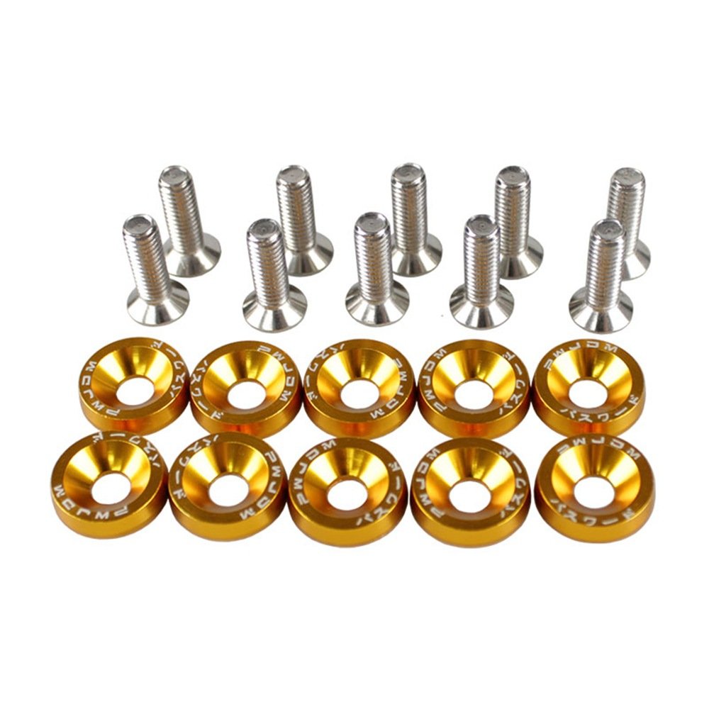 10pcs JDM Racing Autos M6 Gasket Fender Bumper Washer Engine Bay Dress up Fastener Kit