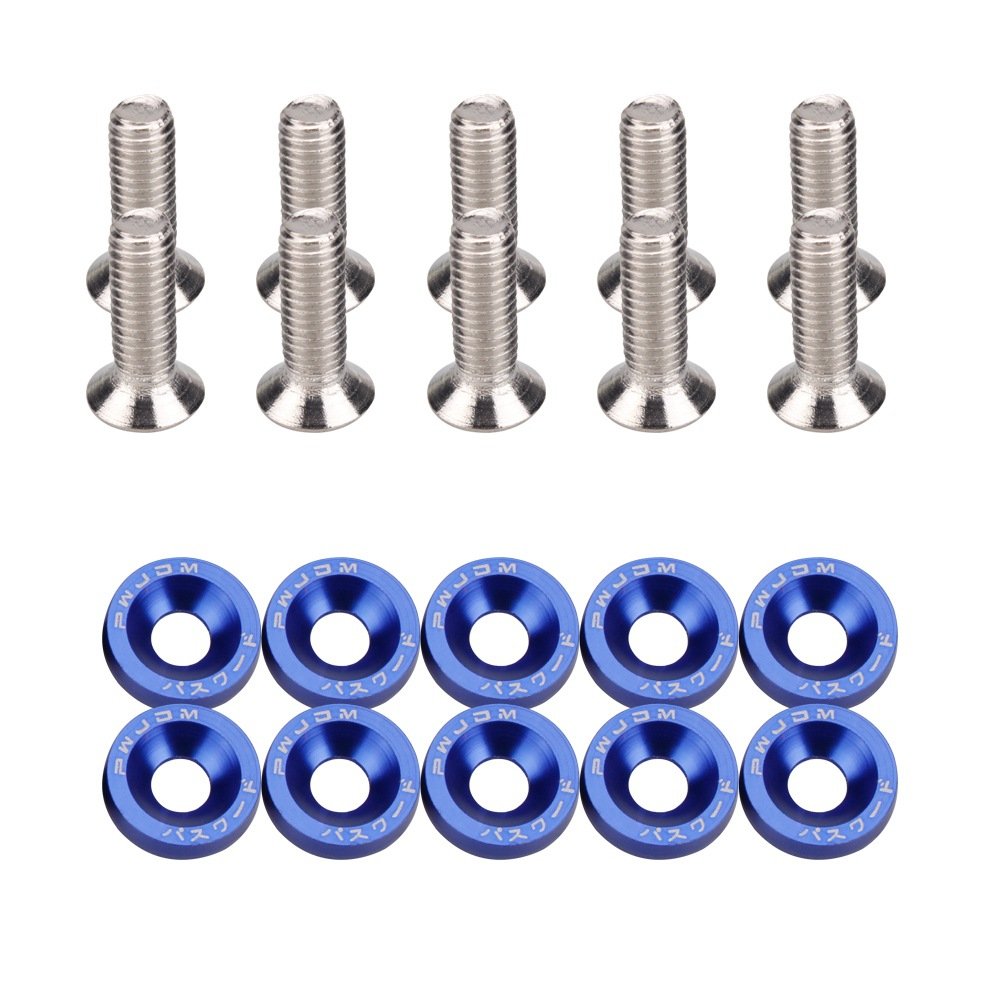 10pcs JDM Racing Autos M6 Gasket Fender Bumper Washer Engine Bay Dress up Fastener Kit