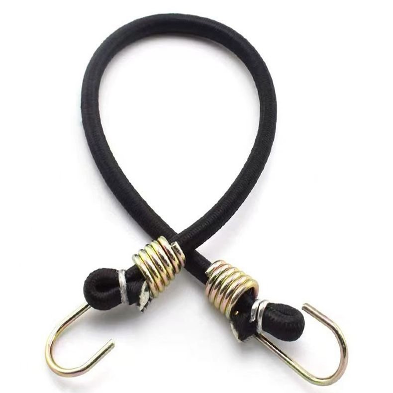 Multi-functional Mini Rope Fixing Elastic Band Small Tie Strap Elastic Rope Hook Black Bungee Cord With Metal Hook