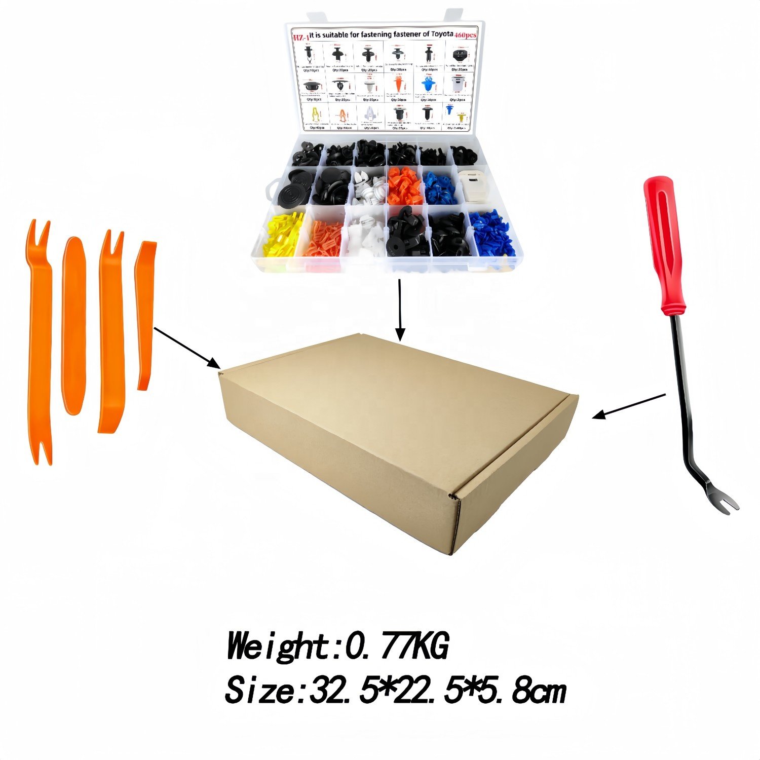 460Pcs Nylon Plastic Car Push Retainer Clips Auto Body Fasteners Assortment Clips Rivet Bumper Kit for Toyota