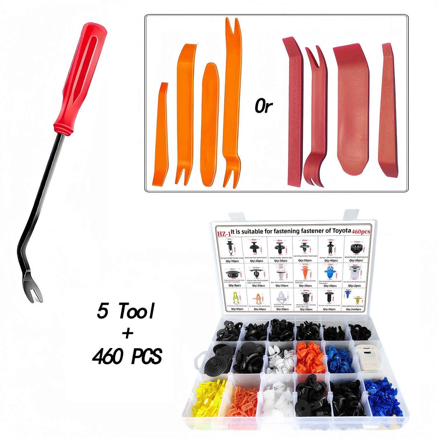 460Pcs Nylon Plastic Car Push Retainer Clips Auto Body Fasteners Assortment Clips Rivet Bumper Kit for Toyota