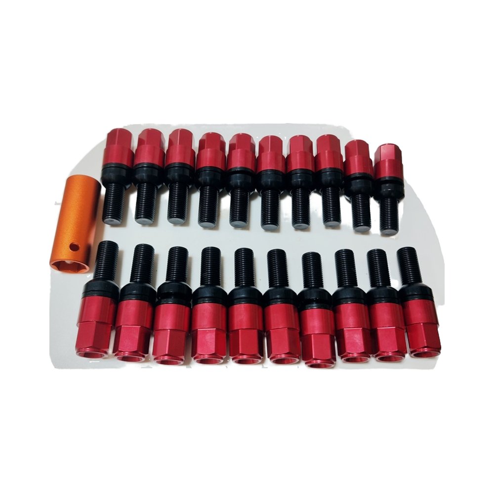 Wholesale Auto Parts M12X1.5 Red Conical Flat Cap Bolts for Benz BMW Porsche Audi VW Universal Modified Wheel Lug Car Bolt