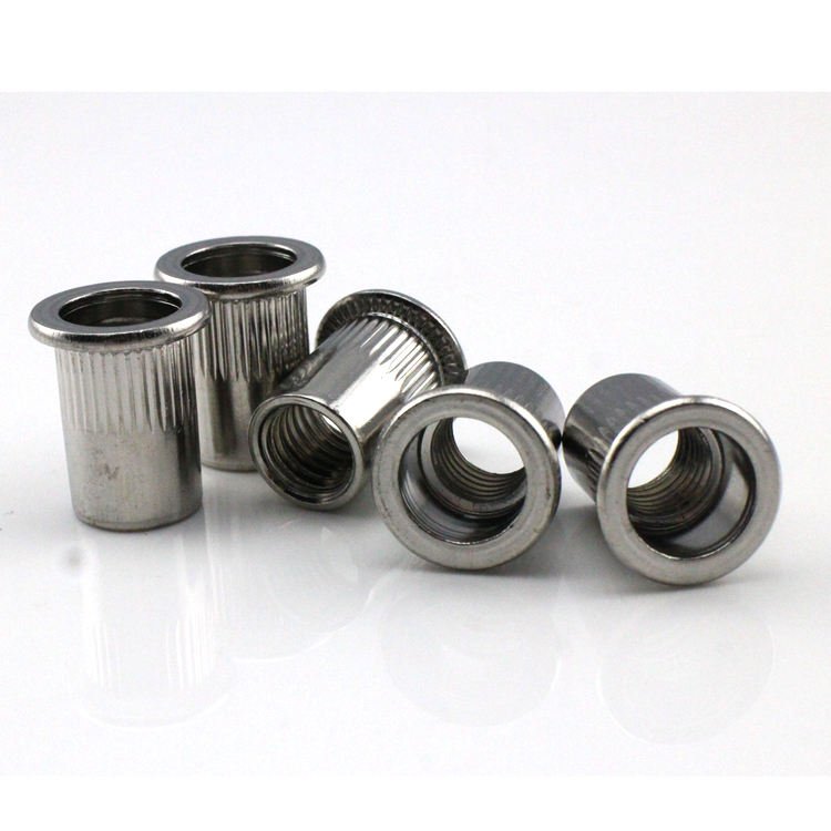 Automatic lathe processing auto parts blue zinc plated inner threaded steel stud bolt knurled nut