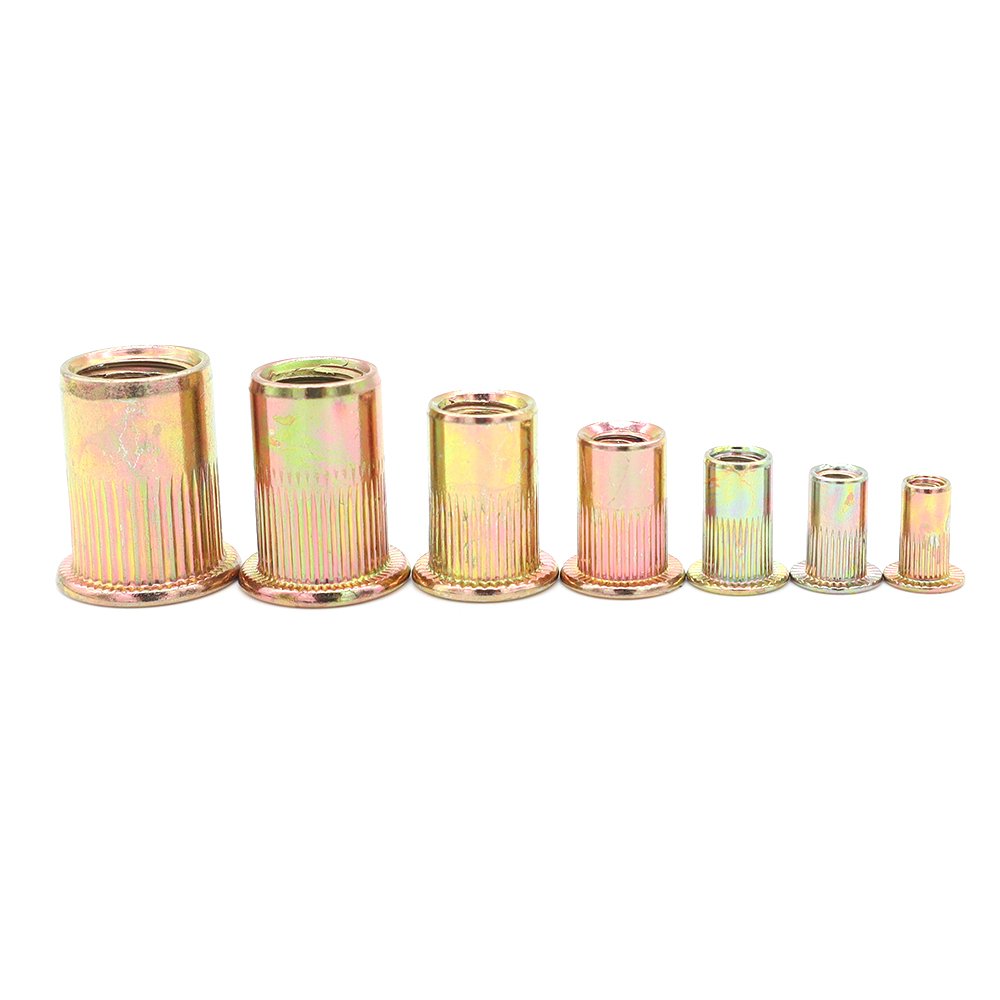 Factory Spot Auto Parts Color Zinc Flat Head Vertical Striped Rivet Nuts Imperial 1/4-20 5/16-18 3/8-16 1/2-13