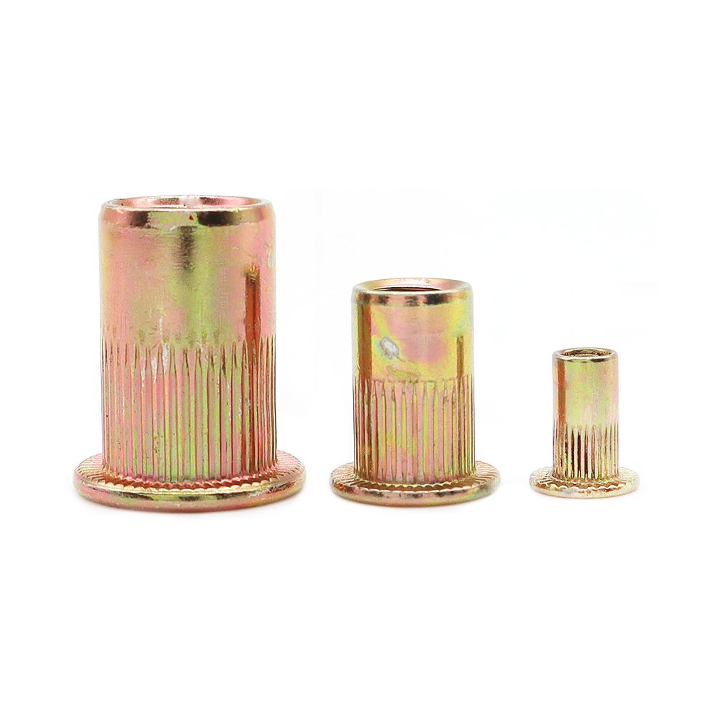 Factory Spot Auto Parts Color Zinc Flat Head Vertical Striped Rivet Nuts Imperial 1/4-20 5/16-18 3/8-16 1/2-13
