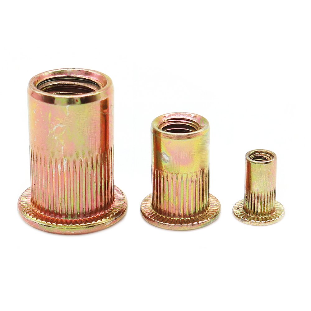 Factory Spot Auto Parts Color Zinc Flat Head Vertical Striped Rivet Nuts Imperial 1/4-20 5/16-18 3/8-16 1/2-13