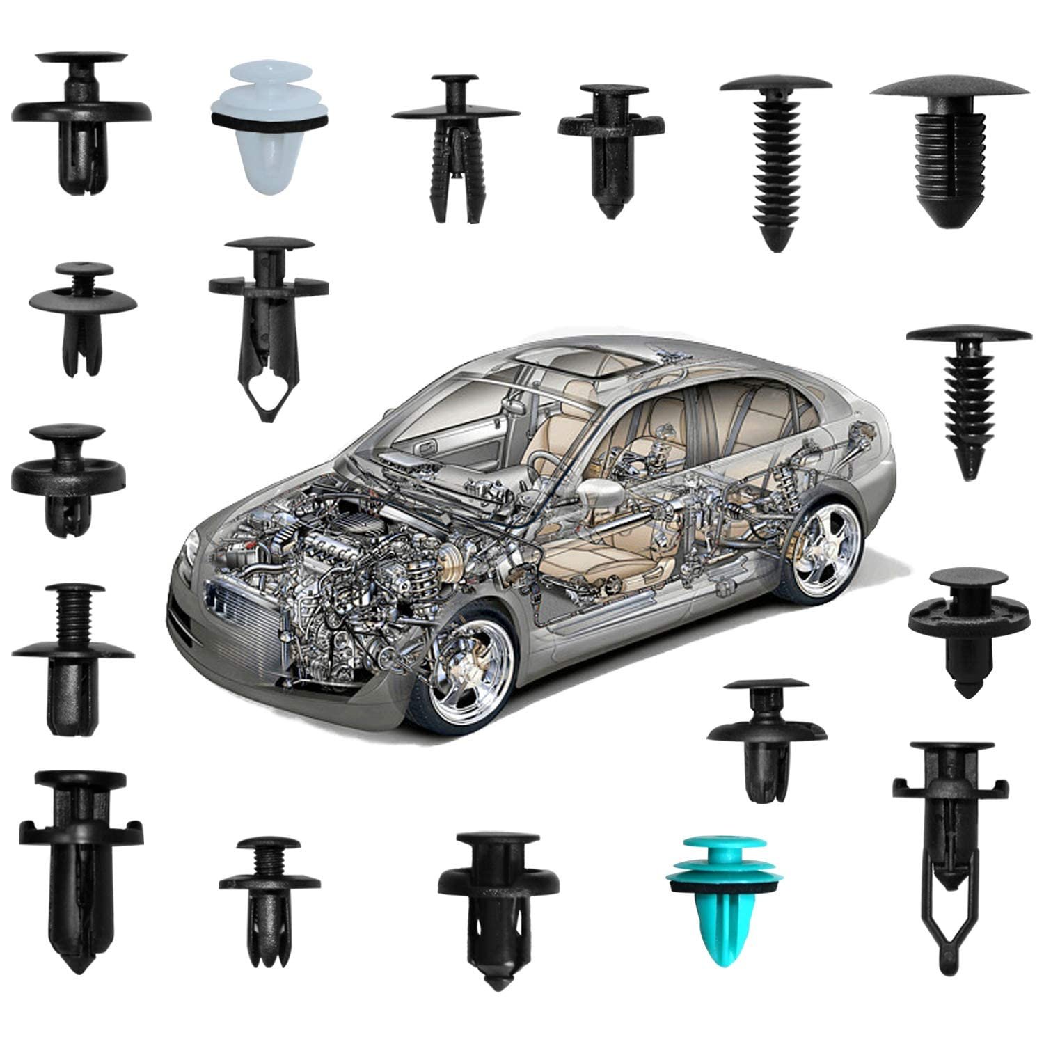 Different Sizes Plastic Push Type Retainer Rivets Car Body Clips With Fasteners Remover