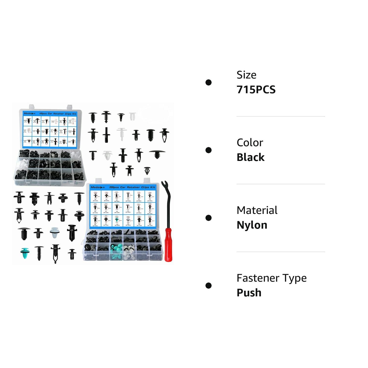 Different Sizes Plastic Push Type Retainer Rivets Car Body Clips With Fasteners Remover