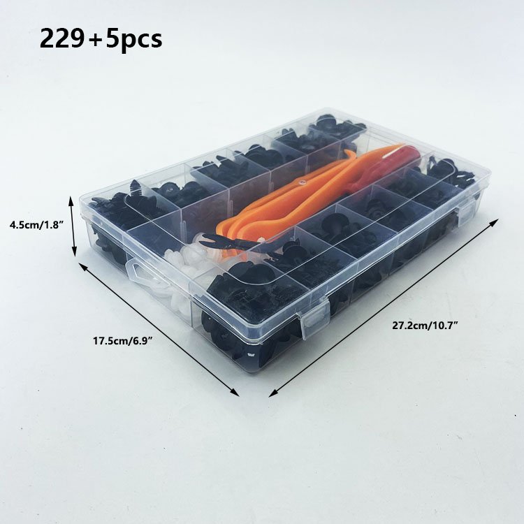 229pcs 13 sizes Push Retainer Clips Auto Fasteners 10 Most Popular Sizes Nylon Bumper Fender Rivets with Cable Ties and Remover