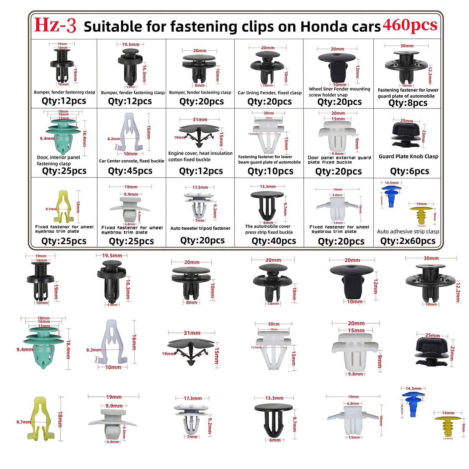 Car Nylon Front Wing Wheel Arch Trim Clips Surround Garnish Clip for Honda 91513-SMG-E11