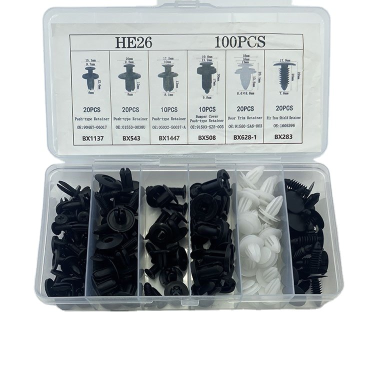 100PCS Car Retainer Clips Plastic Fasteners Kit Rivet Auto Push Pin Rivets Set auto fastener clip