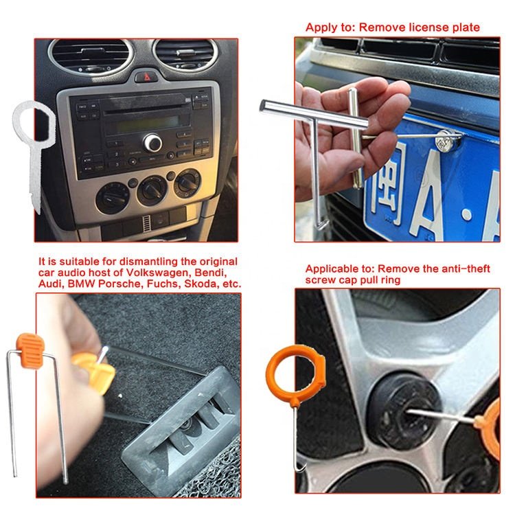 Family Set Trim Removal Tool with Car Retainer Clips Auto Door Panel Removal Tool Set with Clip Fastener Remover