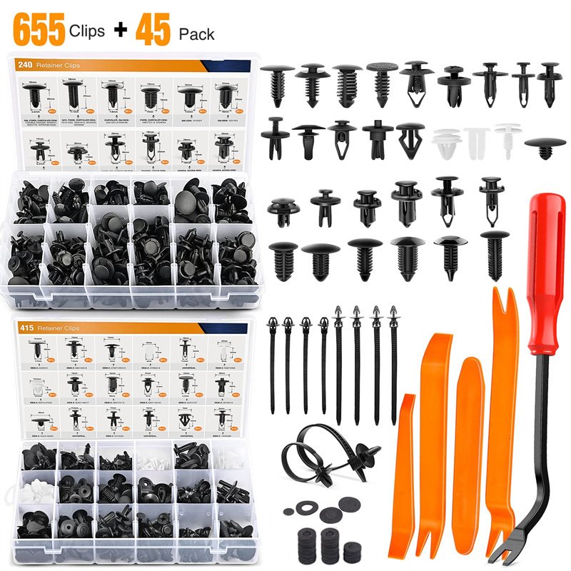 Universal 700Pcs Auto Body Push Pin Nylon Rivet Kit Car Retainer Clips Plastic Fasteners