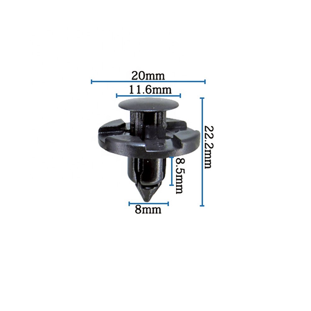 100 Pieces Per Bag 01553-09321 8mm Hole Fender Liner Clips Auto Plastic Push Type Retainer Bumper Clips