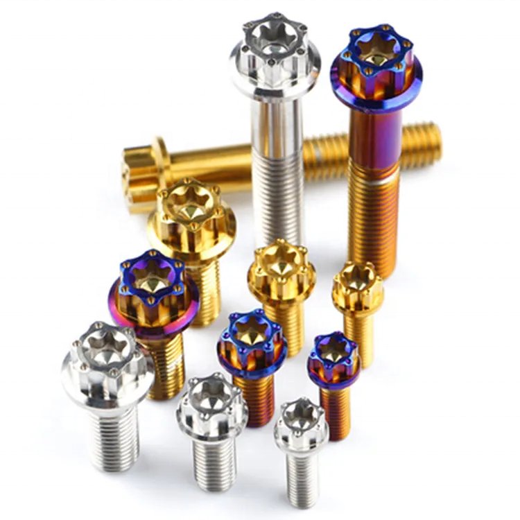M6 M7 M8 M10 M19 M21 Motorcycle Grade 5 Hexagon Flange Bolts Din 6921 Hex Flange Head Titanium Bolts