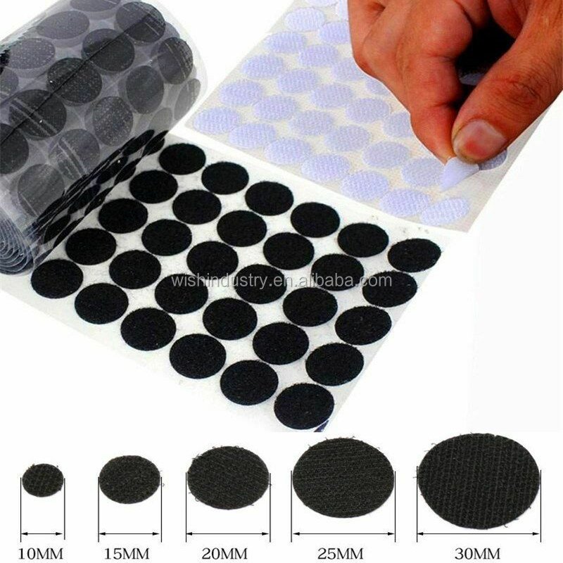 Colored Soft Adhesive Sticky Self Gripping Fastener Auto Attaches Round/Square Hook And Loop Button/Coin/Dot