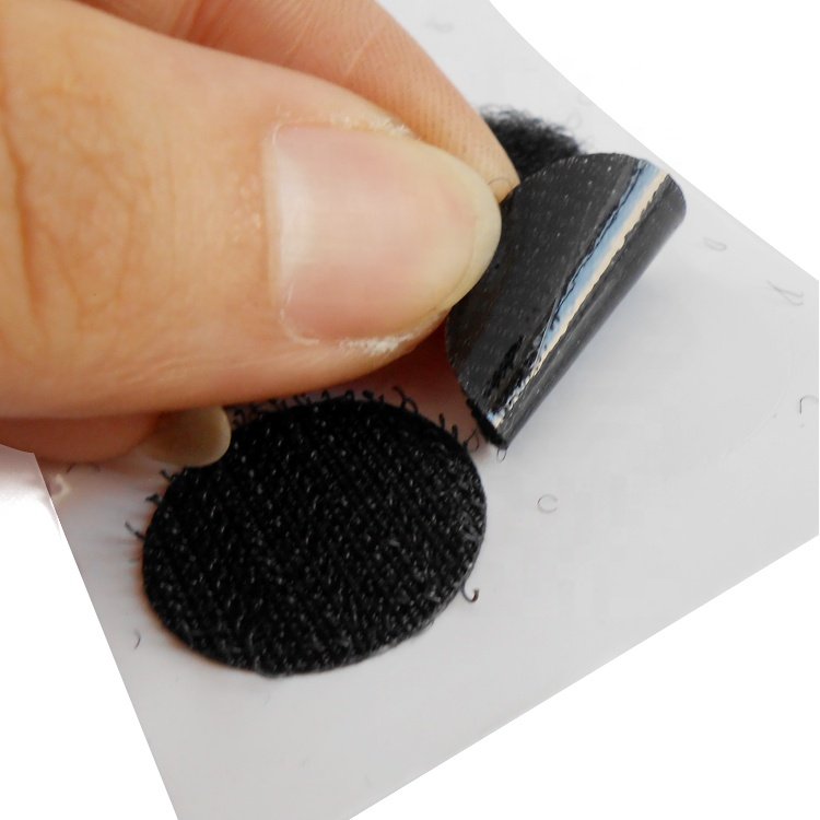 Colored Soft Adhesive Sticky Self Gripping Fastener Auto Attaches Round/Square Hook And Loop Button/Coin/Dot