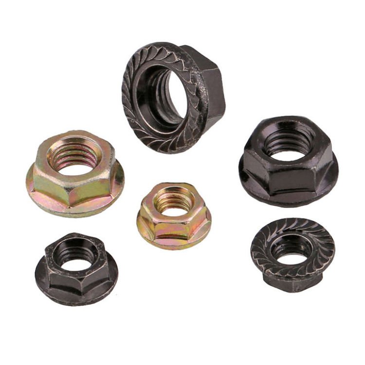 Fastener Hexagon Lock Nuts with Flange Self Locking Hex Nut Wholesale Zinc Plated Carbon Steel Custom Nut OEM Service Accepted