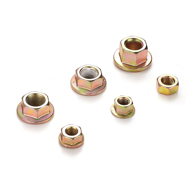 Fastener Hexagon Lock Nuts with Flange Self Locking Hex Nut Wholesale Zinc Plated Carbon Steel Custom Nut OEM Service Accepted