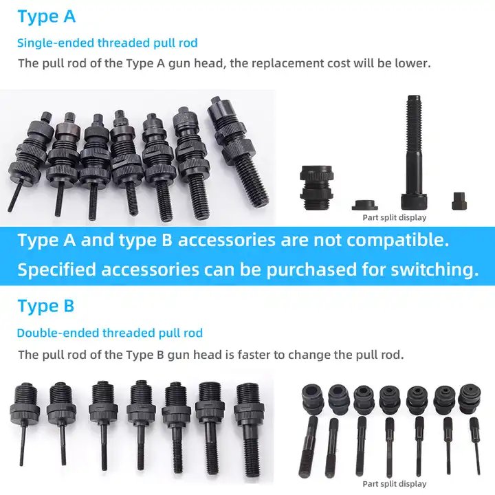 High Quality M3-M12 Auto Pneumatic Nut Riveter Tools Mandrels Easy Find nut rivet flat head nut rivet