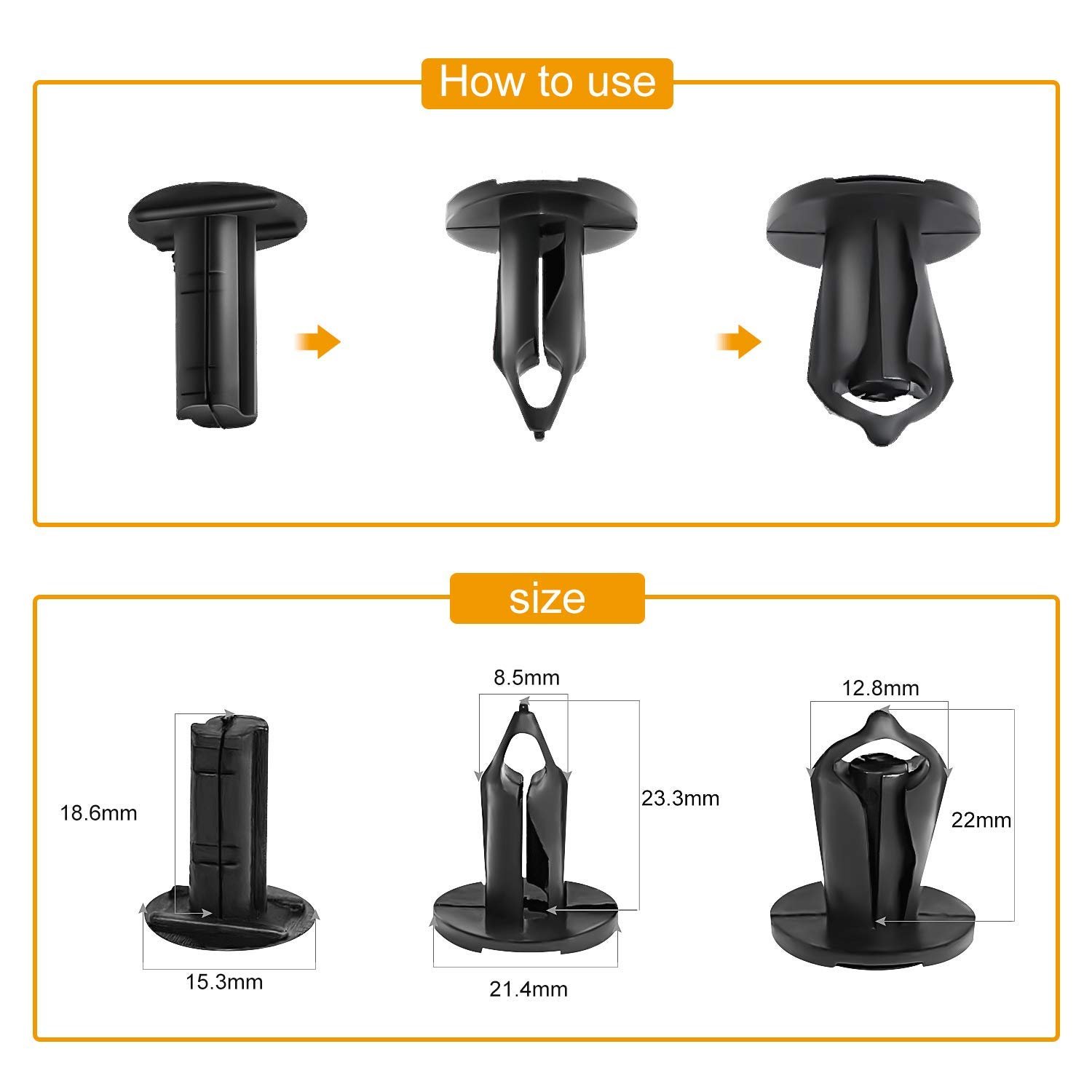 MIKKUPPA 100PCS Nylon Bumper Fastener Rivet Door Panel Car Clips