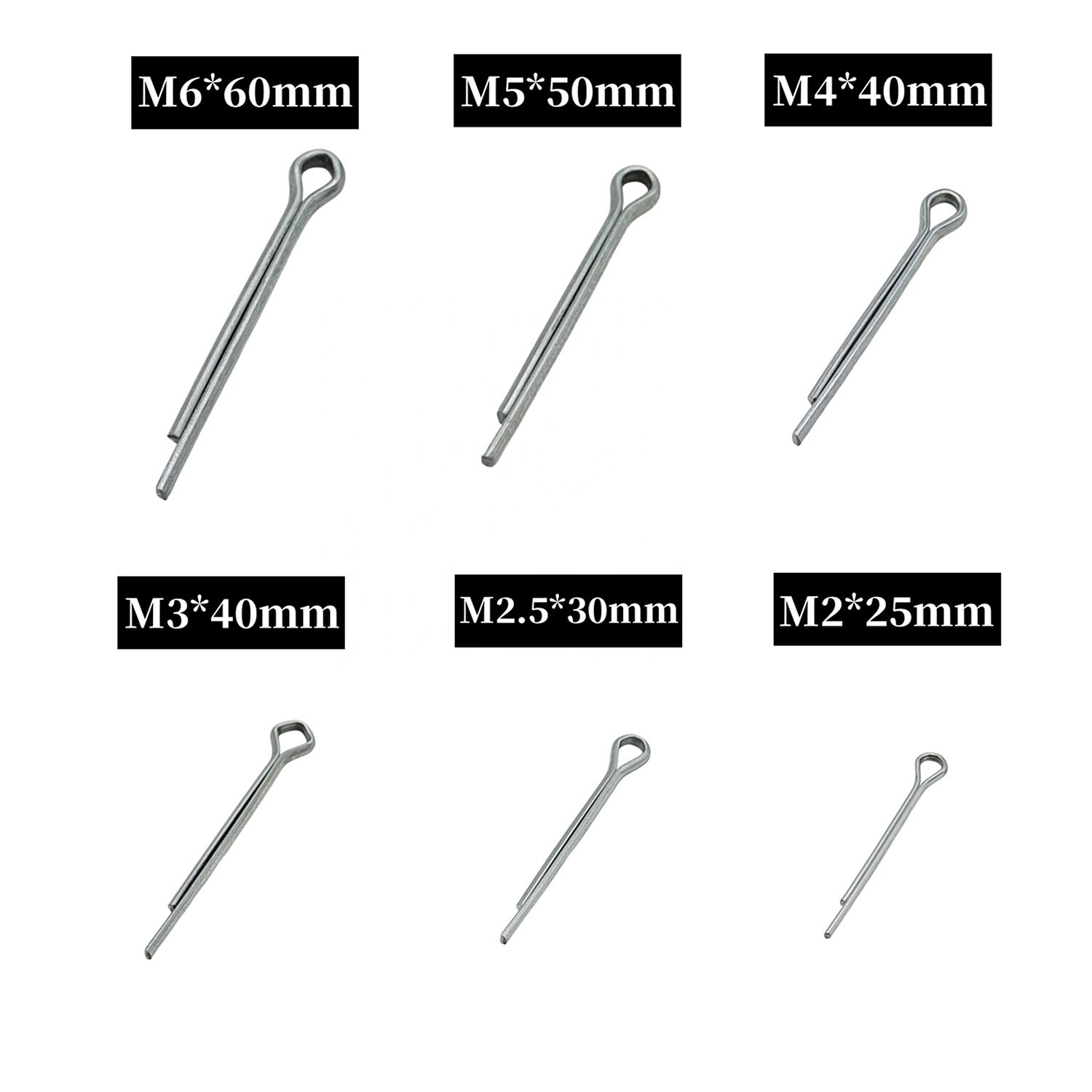 350PCS 6Kinds cotter pin Positioning spring cylindrical pin Hollow pin stainless steel set for motor vehicles and machinery