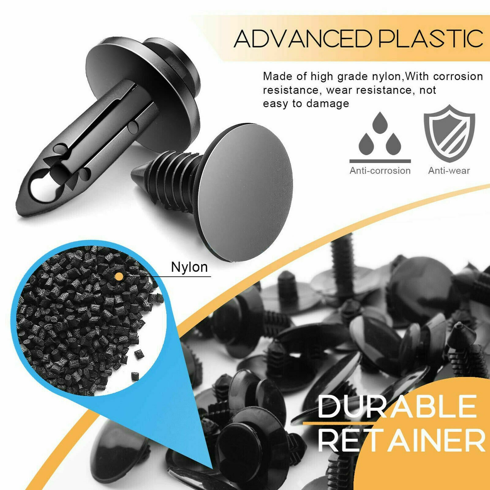 C0336 650Packs Car Retainer Clips Auto Fasteners Plastic Push Trim Pin Rivet Bumper Kit USA