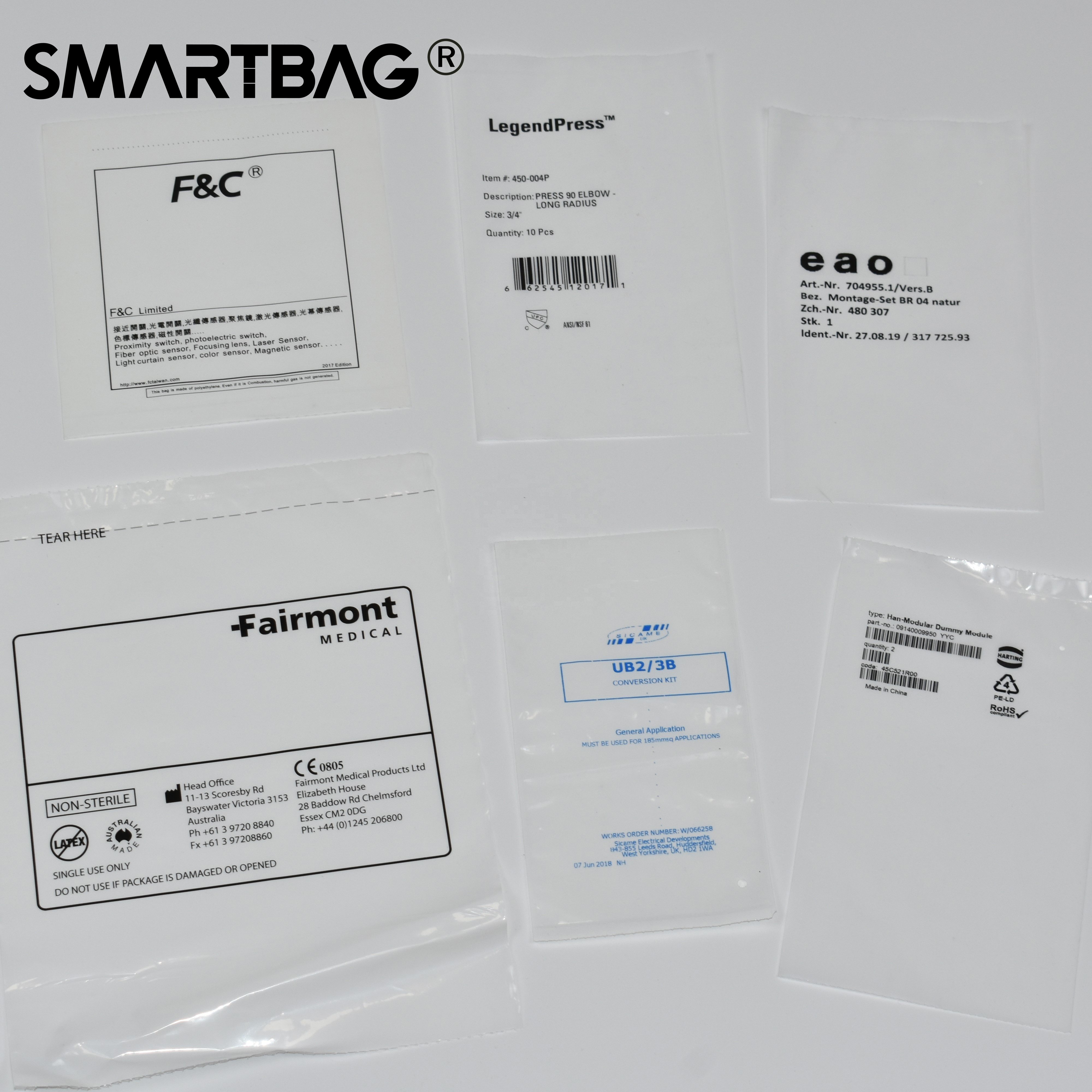 Suitable for fasteners stamping parts Automated Packaging Unilateral Opening Rolling Bags