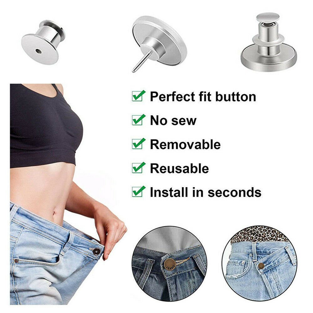 Button Pins For Jeans Adjustable Jean Button No Sew Instant Pants Button